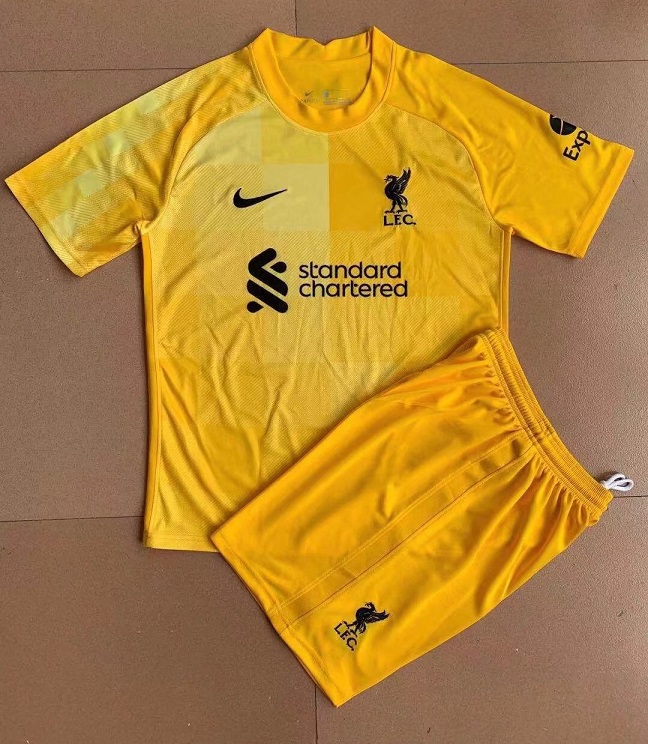 Kids-Liverpool 21/22 GK Yellow Soccer Jersey